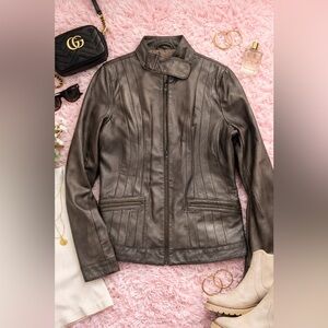 Bradley Bayou Brown Genuine Leather Moto Jacket Zip Front Women’s XS